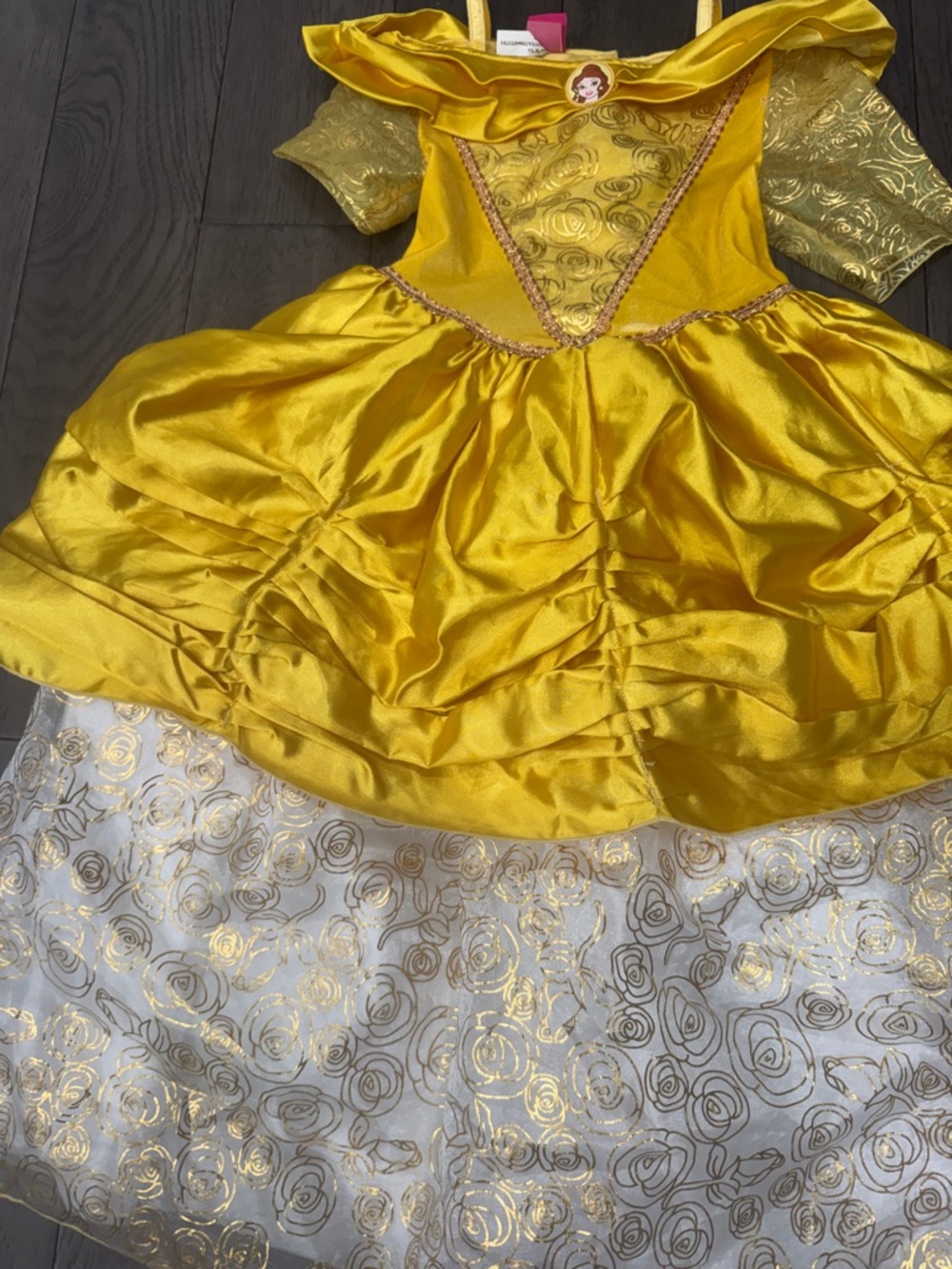 Yellow goldish Disney Princess belle Ball Gown Kids Costume pretend play - Picture 2 of 6